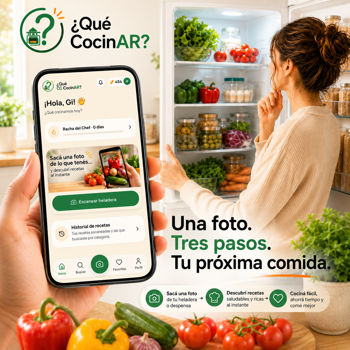 ¿QUÉ COCINAR? | APP Inteligente | Una foto. Tres pasos. Tu próxima comida.